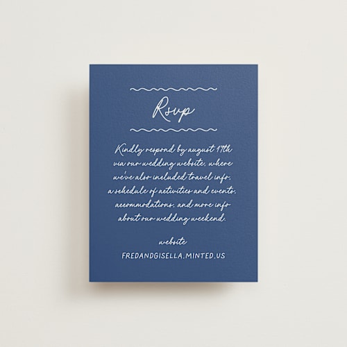 This is a santorini rsvp cards with standard by chocomocacino called strazzate printing on signature in standard