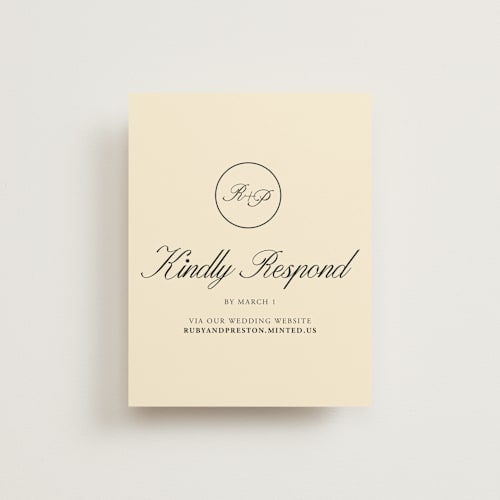 This is a sunshine rsvp cards with standard by Jen Ramsey called elegant and formal printing on signature in standard