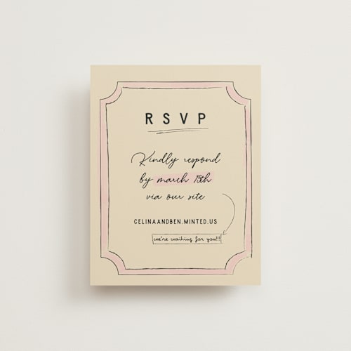This is a linen rsvp cards with standard by Helena Vitto called modern fairy tale printing on signature in standard