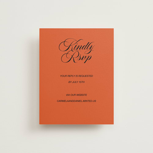 This is a amaro rsvp cards with standard by Studio Suku called bold and demure printing on signature in standard