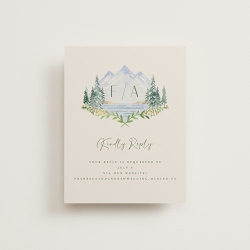 This is a summer rsvp cards with standard by Petra Kern called miniature mountainscape printing on signature in standard