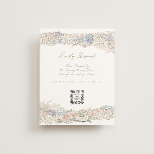 This is a petal rsvp cards with standard by Jenna Holcomb called charlotte printing on signature in standard