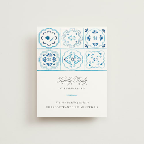 This is a cerulean rsvp cards with standard by Itsy Belle Studio called almafi printing on signature in standard