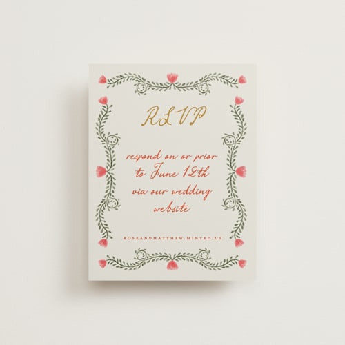 This is a sunset rsvp cards with standard by Maja Cunningham called chantilly printing on signature in standard