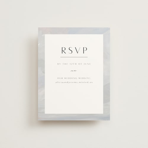 This is a sky rsvp cards with standard by Nicole Walsh called calm water printing on signature in standard