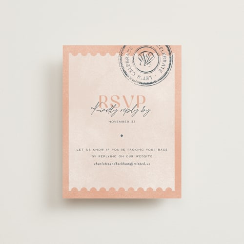 This is a grapefruit rsvp cards with standard by Pixel and Hank called coastal drift printing on signature in standard
