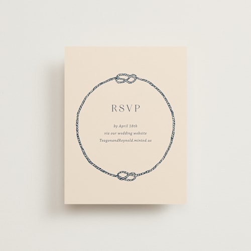 This is a sea breeze rsvp cards with standard by Rebecca Durflinger called nautical nuptials printing on signature in standard