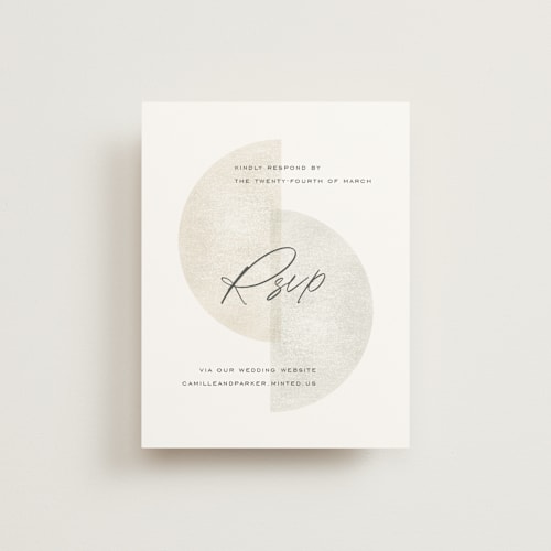 This is a stone rsvp cards with standard by Jackie Crawford called camille printing on signature in standard