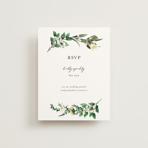 This is a porcelain rsvp cards with standard by Susan Moyal called fresh classic printing on signature in standard