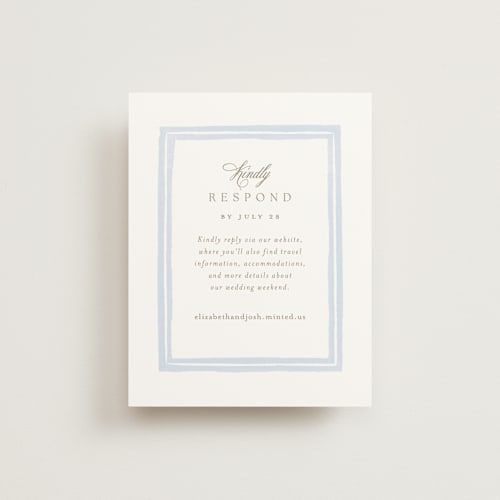 This is a aqua rsvp cards with standard by Jennifer Wick called bristol printing on signature in standard