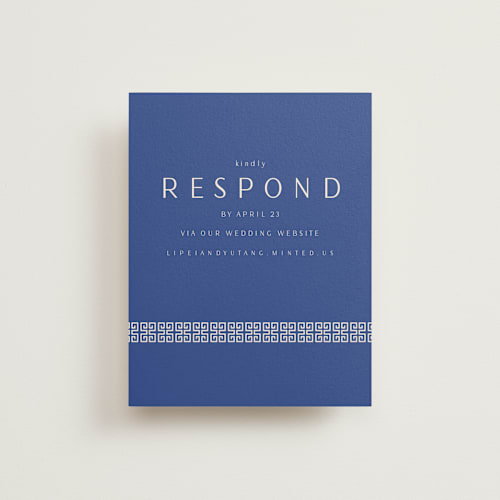This is a marseille bleu rsvp cards with standard by Deborah Chou called two toned printing on signature in standard