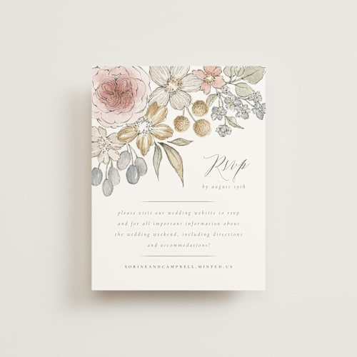 This is a garden rose rsvp cards with standard by Wildfield Paper Co called summer garden printing on signature in standard