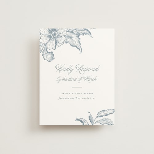 This is a lake rsvp cards with standard by Leah Bisch called wreath in bloom printing on signature in standard
