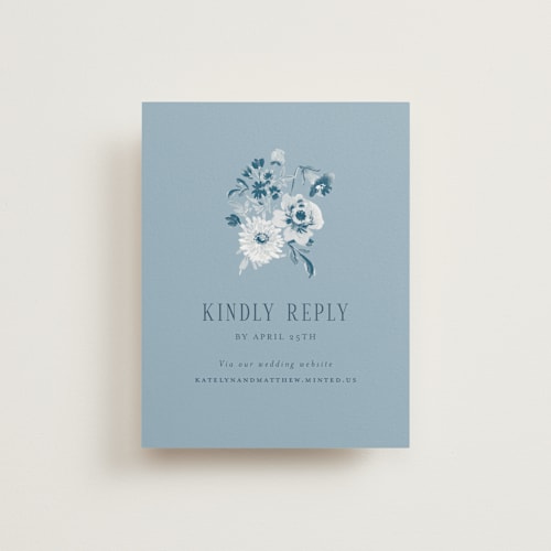 This is a pacific blue rsvp cards with standard by Itsy Belle Studio called ruban en fleur printing on signature in standard