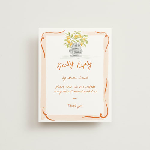 This is a flame rsvp cards with standard by Pati Cascino called giardino printing on signature in standard