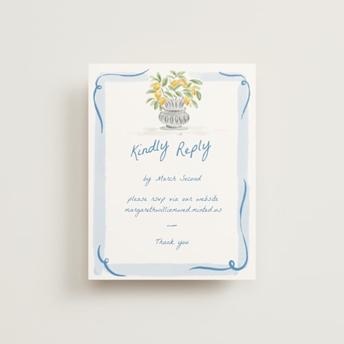 This is a blu rsvp cards with standard by Pati Cascino called giardino printing on signature in standard