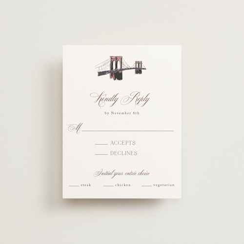 This is a chiffon rsvp cards with foil pressed by Cass Loh called brooklyn bridge printing on signature in standard