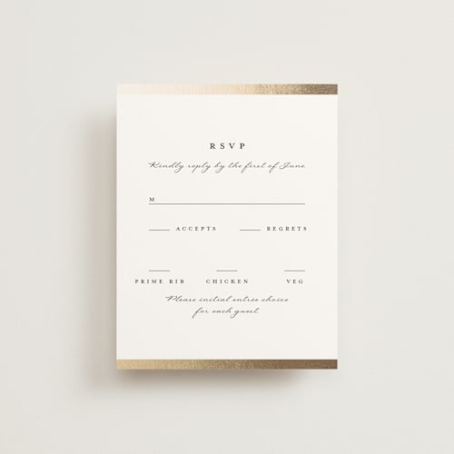 This is a snow rsvp cards with foil pressed by mo kelley called defined printing on signature in standard