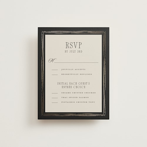 This is a noir rsvp cards with foil pressed by Randi Cirelli called emilie printing on signature in standard