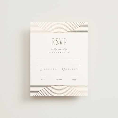 This is a alabaster rsvp cards with foil pressed by Pixel and Hank called moderne printing on signature in standard