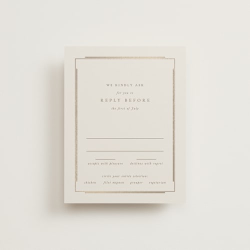 This is a sand rsvp cards with foil pressed by Jackie Mangiolino called illusion printing on signature in standard