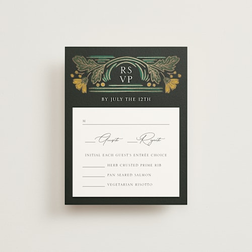 This is a buttercup rsvp cards with foil pressed by Jen Owens called embellished printing on signature in standard