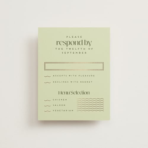 This is a kiwi rsvp cards with foil pressed by Claudia Orengo called news! printing on signature in standard