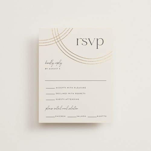 This is a chiffon rsvp cards with foil pressed by Amy Payne called curves printing on signature in standard