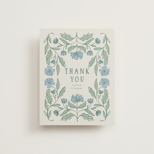 This is a garden wedding thank you cards with standard by Kelly Watkins called botanical printing on signature in standard