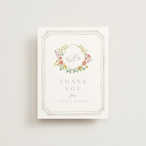 This is a hibiscus wedding thank you cards with standard by Everett Paper Goods called chelsea printing on signature in standard