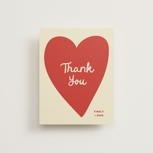 This is a cherry wedding thank you cards with standard by Ani Somi called big heart wedding printing on signature in standard