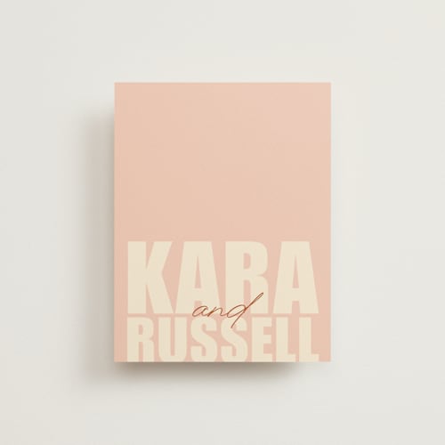 This is a blush wedding thank you cards with standard by Stacey Day called typographical poster printing on signature in standard