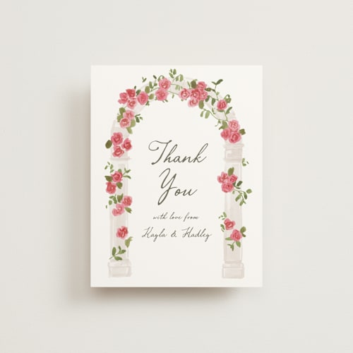 This is a azalea wedding thank you cards with standard by Everett Paper Goods called villa printing on signature in standard