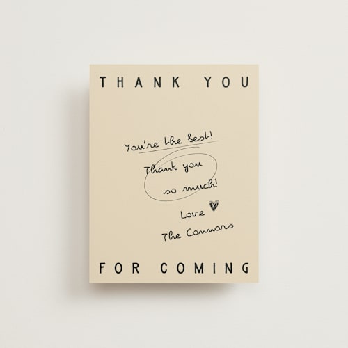 This is a linen wedding thank you cards with standard by Helena Vitto called modern fairy tale printing on signature in standard