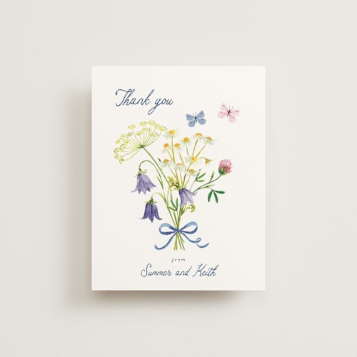 This is a ivory wedding thank you cards with standard by frau brandt called wildflower romance printing on signature in standard