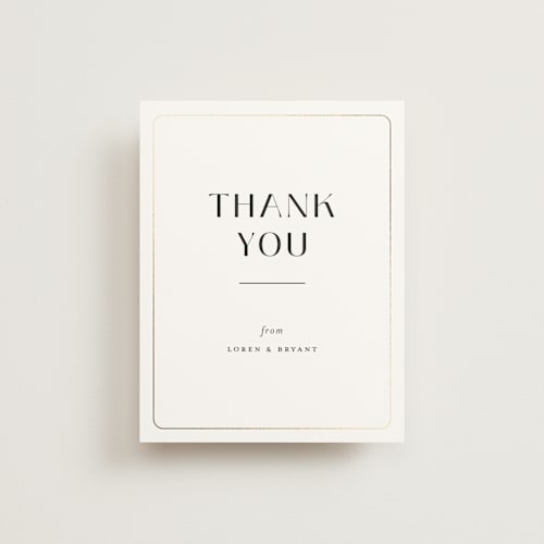 This is a cotton wedding thank you cards with foil pressed by Christie Garcia called loren printing on signature in standard