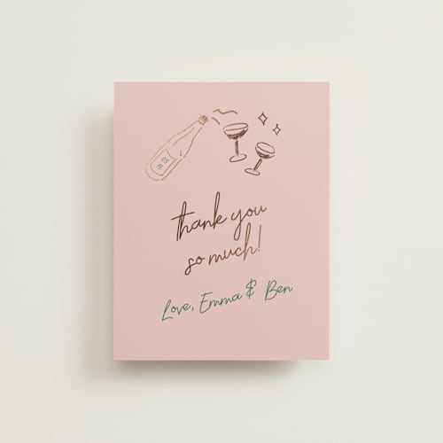 This is a avocado wedding thank you cards with foil pressed by Helena Vitto called handwritten letter printing on signature in standard