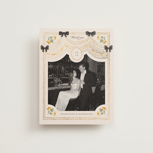 This is a golden wedding thank you cards with foil pressed by Claudia Orengo called tuileries printing on signature in standard