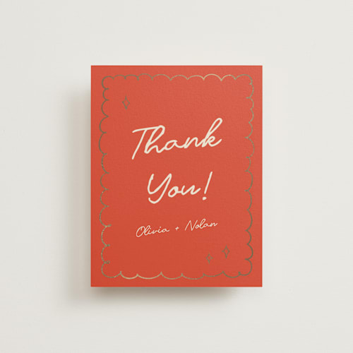 This is a sangria spark wedding thank you cards with foil pressed by Zove Ahhh called party on! printing on signature in standard