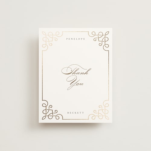 This is a pearl wedding thank you cards with foil pressed by Janean Hinger called intertwined printing on signature in standard
