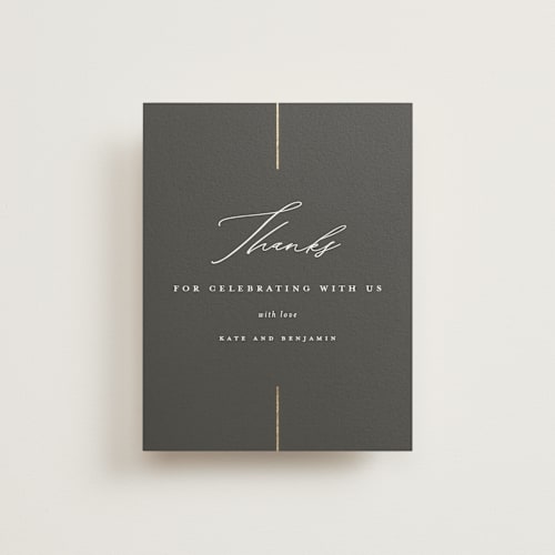 This is a iron wedding thank you cards with foil pressed by Erica Krystek called formal lines printing on signature in standard