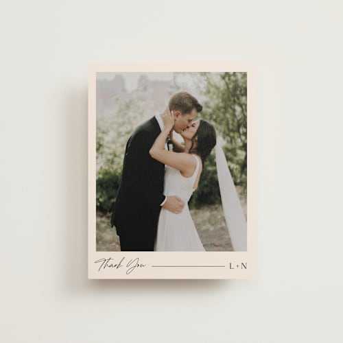 This is a creampuff thank you postcards by Carolyn MacLaren called modern aligned printing on signature in postcard