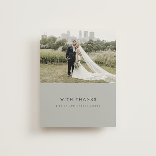 This is a linen thank you postcards with standard by Christie Garcia called picturesque printing on signature in postcard