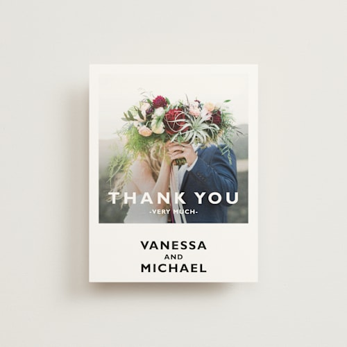 This is a black thank you postcards by Aspacia Kusulas called desenfadado printing on signature in postcard