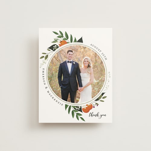 This is a pearl thank you postcards by Susan Moyal called orange blossoms printing on signature in postcard