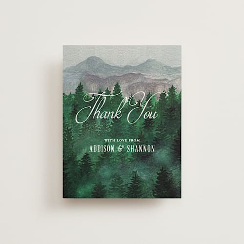 This is a smoke thank you postcards by Elly called adventure awaits printing on signature in postcard