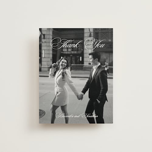 This is a ink thank you postcards by That Girl Press called black tie printing on signature in postcard