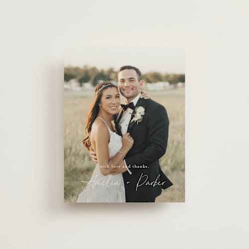 This is a obsidian thank you postcards by Jennifer Postorino called handwritten printing on signature in postcard