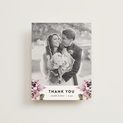 This is a ice mist thank you postcards by Cass Loh called peony printing on signature in postcard