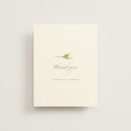This is a moss thank you postcards by Lori Wemple called southern garden printing on signature in postcard